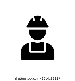 Worker Wearing Hard Hat Icon Black Filled Minimal Standing Pose for Safety