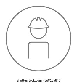 Worker Wearing Hard Hat Line Icon Stock Vector (Royalty Free) 392422969