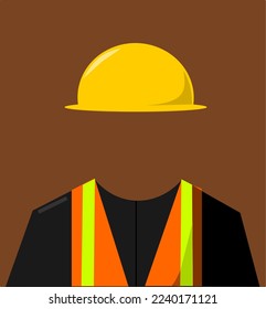Worker wearing hard hat and reflective safety vest