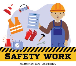 Worker Wearing Hard Hat Safety Gloves Stock Vector (Royalty Free ...