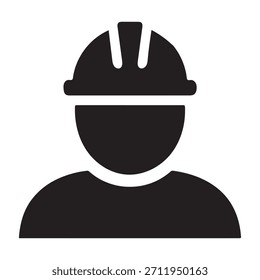 Arbeiter mit einem harten Hut, Symbol, Silhouette, Grafikdesign einzeln auf weißem Hintergrund