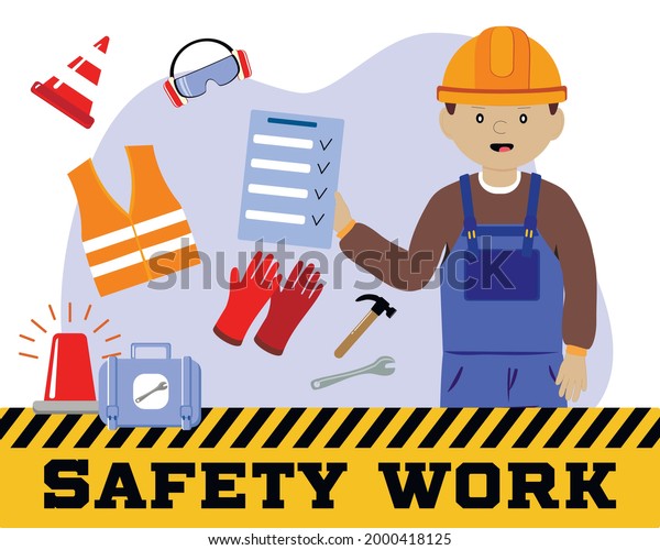 Worker Wearing Hard Hat Safety Gloves Stock Vector (Royalty Free ...