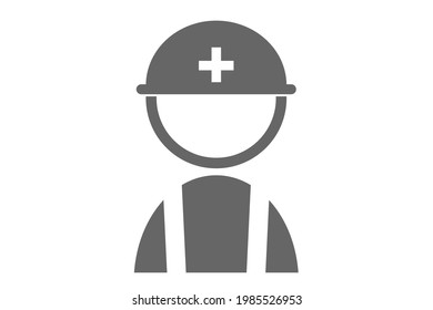 A worker wearing a helmet. Vector illustration.