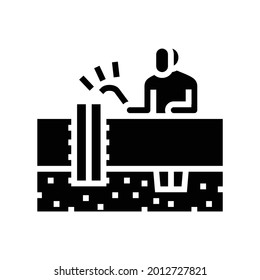 Arbeitsschweissrohrkonstruktionssymbolvektorgrafik. Bauzeichen für die Schweissleitung des Arbeitnehmers isoliertes Kontursymbol