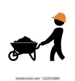 worker with wheelbarrow silhouette