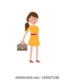 Worker woman bring a bag vector