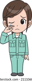 Worker woman crying with a sad face
