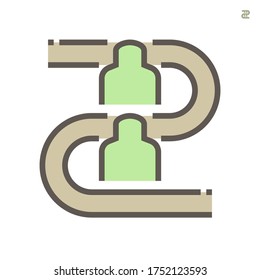 Worker woring with production line in production vector icon design on white background.