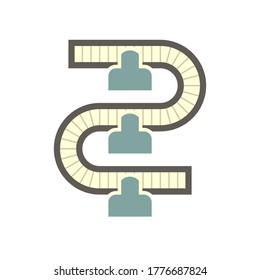 Trabajador trabajando con línea de producción en el diseño de iconos de vectores de producción en fondo blanco.