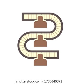Arbeiter, die mit der Produktionslinie arbeiten, in Produktion, Vektorsymbol-Design auf weißem Hintergrund.