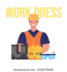 worker with work dress .vector illustration
