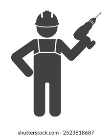 Arbeiter-Arbeiter mit Drill-in-Hand-Symbol