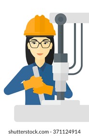 Worker working with industrial equipment.