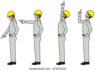 Worker. Working person. Pointing inspection.