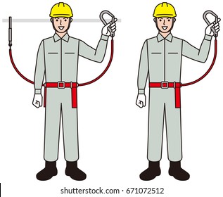 Worker. Working person. Safety belt.