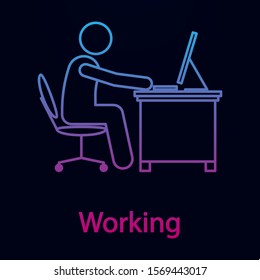 Worker in working place nolan icon. Simple thin line, outline vector of man in the office in fron of computer icons for ui and ux, website or mobile application
