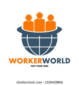 Worker world vector logo template. This design use human symbol. Suitable for labour day or industrial business