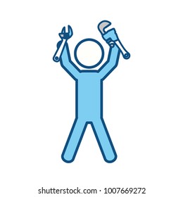 Worker with wrench pictogram