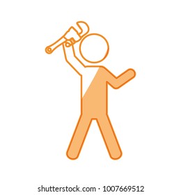 Worker with wrench pictogram