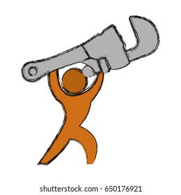 Worker with wrench pictogram