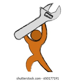 Worker with wrench pictogram