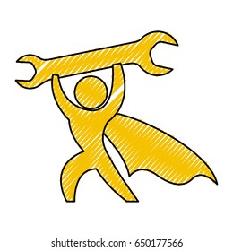 Worker with wrench pictogram
