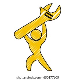 Worker with wrench pictogram