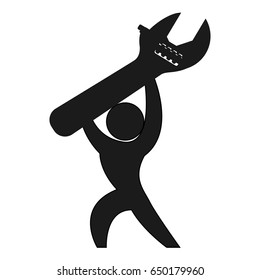 Worker with wrench pictogram