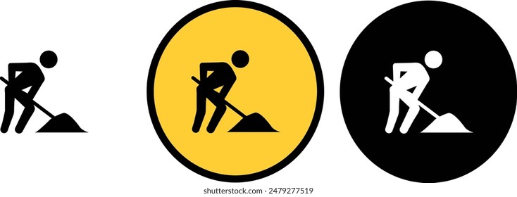 Icono de trabajadores adelante icono de advertencia de tráfico icono de conjunto de iconos colección Simple
Diseño de letrero de advertencia en construcción para fondo amarillo y fondo blanco y negro