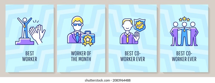 Workers appreciation day celebration greeting card with color icon element set. Postcard vector design. Decorative flyer with creative illustration. Notecard with congratulatory message