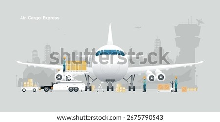 Workers are arranging cargo for air transportation at the airport.