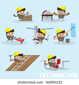Workers builder engineers and technician cartoon vector so cute