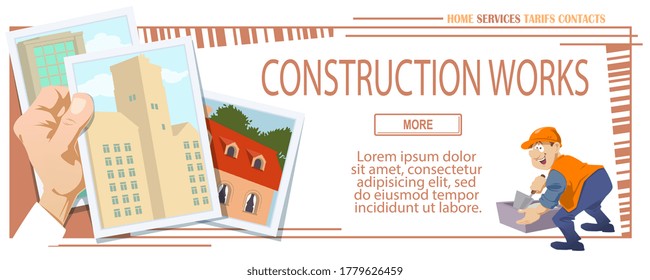 Los trabajadores están construyendo casas. Los constructores están haciendo ladrillos. Gente divertida.