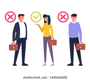 Workers candidate recruitment human resources concept. Vector flat cartoon graphic design isolated illustration
