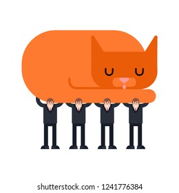 Workers carry Cat. Pet Leader concept business illustration