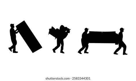 Workers are carrying things in their hands vector.