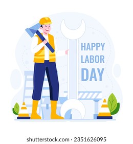 Workers celebrate labor day illustration