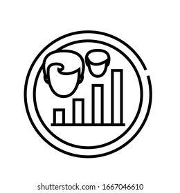 Workers chart line icon, concept sign, outline vector illustration, linear symbol.
