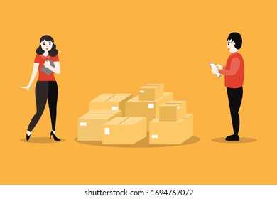 Workers checking order package send to customers.