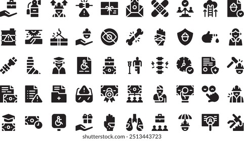 Workers compensation icons High-Quality Vector Icons Collection with Editable Stroke. Ideal for Professional and Creative Projects.