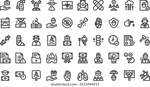 Workers compensation icons High-Quality Vector Icons Collection with Editable Stroke. Ideal for Professional and Creative Projects.