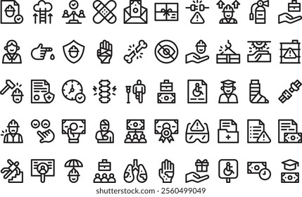 Workers compensation icons High-Quality Vector Icons Collection with Editable Stroke. Ideal for Professional and Creative Projects.