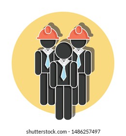 Workers concept on white background. Flat vector illustration for web.