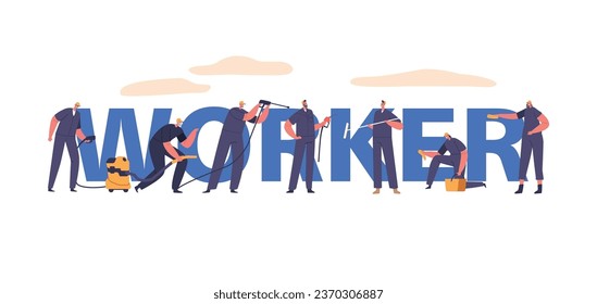 Workers Concept, Skilled Artisans And Laborers Armed With Their Instruments, Crafting, Building, Poster, Banner Or Flyer