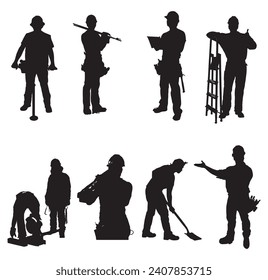 Workers ,  Construction Labors, Working Silhouette