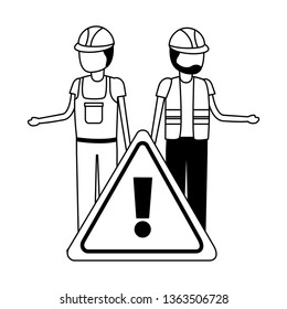 workers contruction warning sign