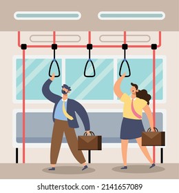 Arbeiter paaren sich in der U-Bahn