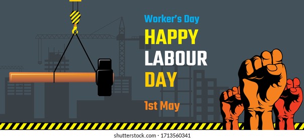 Workers Day. Happy Labour Day vector banner design. Mayday celebration.