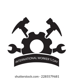 Workers day illustration with hammers and wrenches on a white background 