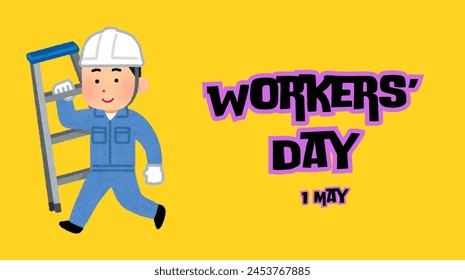 workers day may 1st banner or template with yellow background